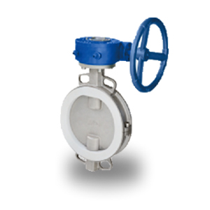 Worm Gear Wafer Stainless Steel Plate Four Fluonne Butterfly Valve
